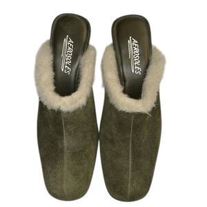 Aerosoles  Green Slip on Leather/Suede Mule Shoes (Size 6.5M)